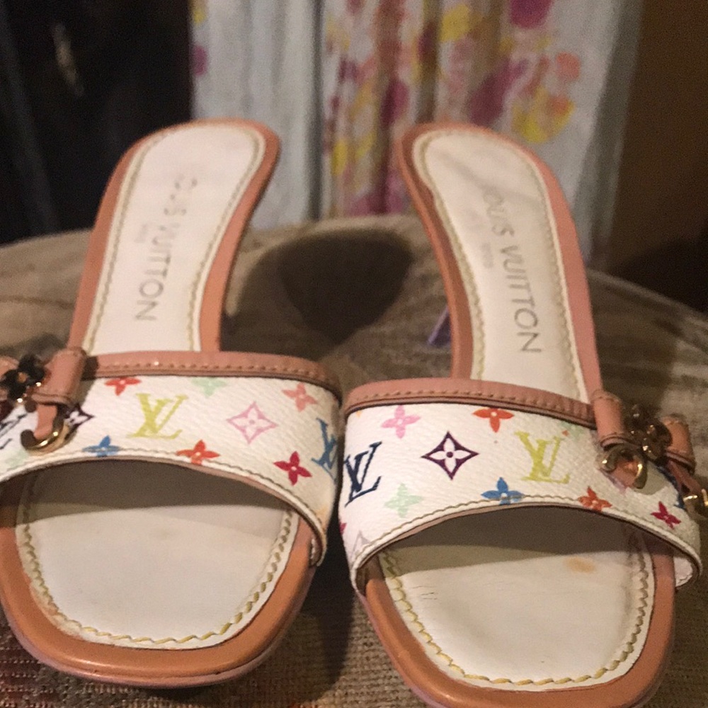 Auth louis vuitton multi color mules